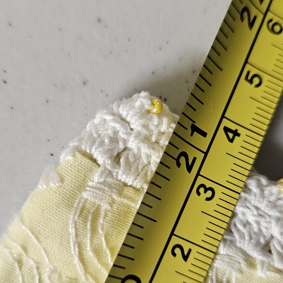 Yellow Embrpidered 3/4 Sleeve Cotton Top - Picture 9 of 10